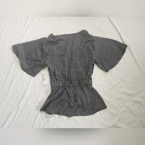 NWT Bishop Young Striped Casual Short Sleeve Womens Blouse XS - Picture 2 of 12